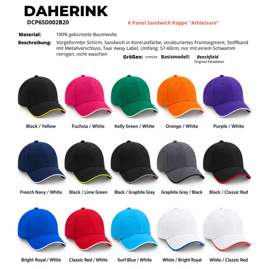 DAHERINK Premium Bicolor-Cap Unisex — 6-Panel Baumwolle