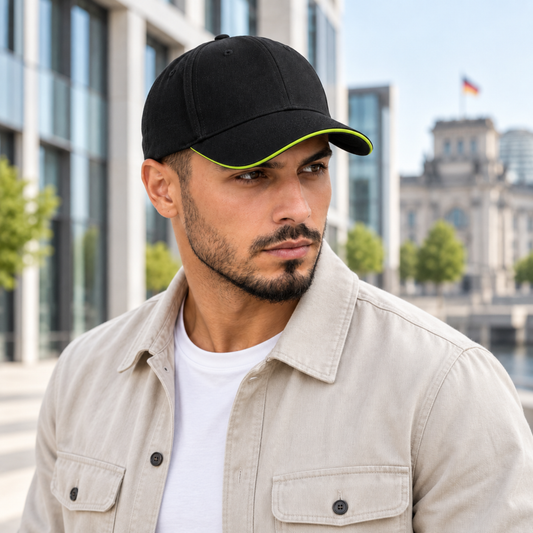 DAHERINK Premium Bicolor Baseball Cap 6-Panel Baumwolle – Vorderansicht